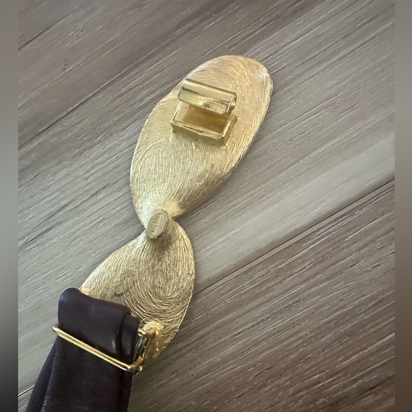 Vintage Bergere Belt Buckle with Leather Belt S